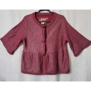 L.A.L. Live A Little Vintage Cardigan‎ Red Shimmer Angora Officecore Croquet